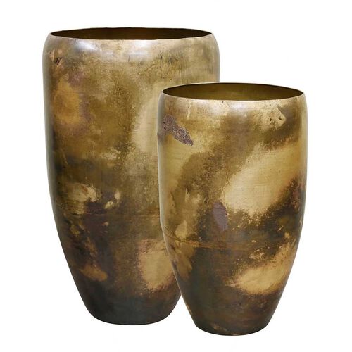 Kelda Metal Pots Toria Tall Set Of 2 - Antique Gold